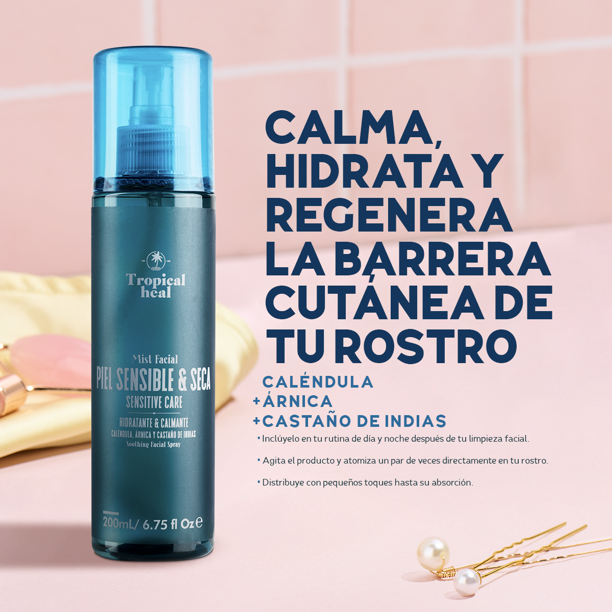 Mist Facial para Piel Sensible - Spray de efecto calmante enriquecido con caléndula y castaño de indias